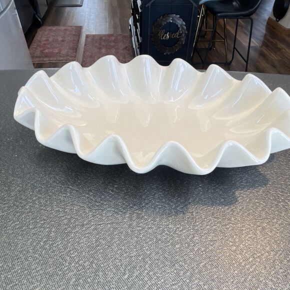 Towers White Ceramic Oval Platter Glossy Pottery 13in Serveware box 40 - Picture 2 of 4